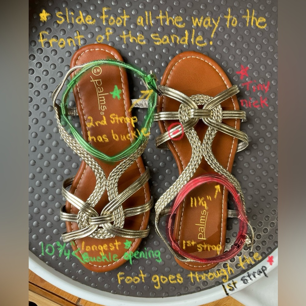 Palms Size 8 M Golden Braided Flats Women’s Sandals VGC - Picture 8 of 11
